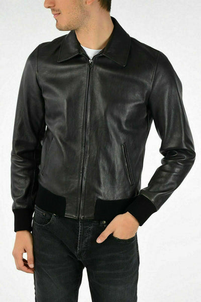 NOORA New Man Black Suede Leather Bomber Jacket ST0160