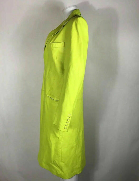 Noora New Women Lambskin Leather Trench Coat Jacket Modern Styles Neon Green SP1
