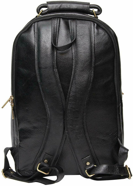 Noora Black 18 inch Pure Soft Leather Backpacks Bag for men and women WA248