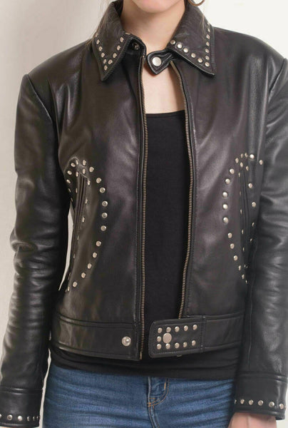 NOORA New Lambskin Leather Cropped Hot Jacket Biker Modern Stylesh Classic QD198