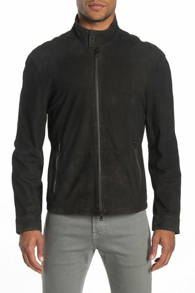 NOORA Mens Vintage Real Leather Suede Leather Zip Front Jacket Retro Style S2