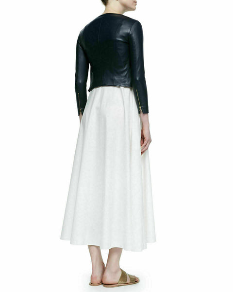 NOORA New Womens Lambskin Leather Cropped Jacket Bolero Shrug Modern Styles QD196