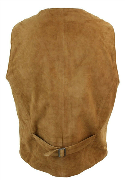 NOORA Mens Waistcoat Suede Leather Retro Vintage Western Vest  NI-82