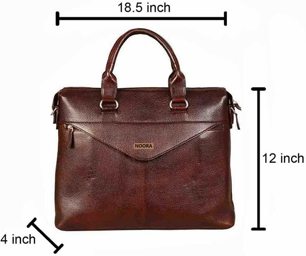 NOORA leather messenger laptop shoulder brown vintage office bag handmade WA256