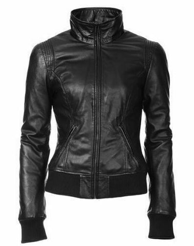 Noora New Women Lambskin Leather Designer Beautiful Bomber Jacket Modern QD202