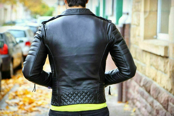 NOORA NEW MEN'S CLASSIC VINTAGE LEATHER MOTORCYCLE BRANDO BIKER JACKET SJ116