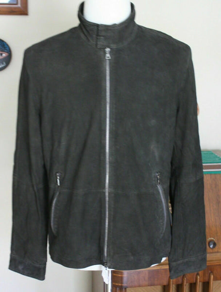 NOORA Mens Vintage Real Leather Suede Leather Zip Front Jacket Retro Style S2