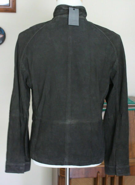 NOORA Mens Vintage Real Leather Suede Leather Zip Front Jacket Retro Style S2