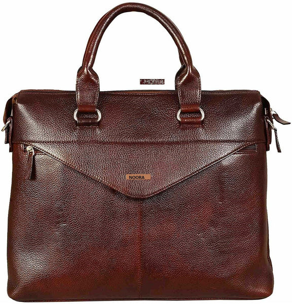 NOORA leather messenger laptop shoulder brown vintage office bag handmade WA256