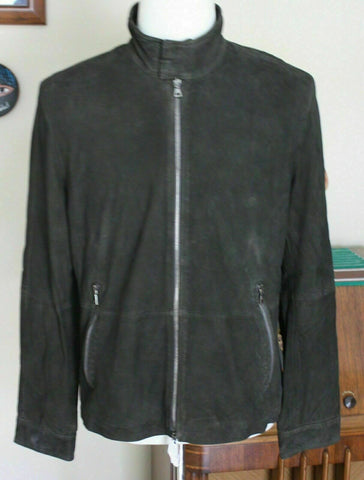 NOORA Mens Vintage Real Leather Black Suede Leather Zip Front Jacket Retro Style S2