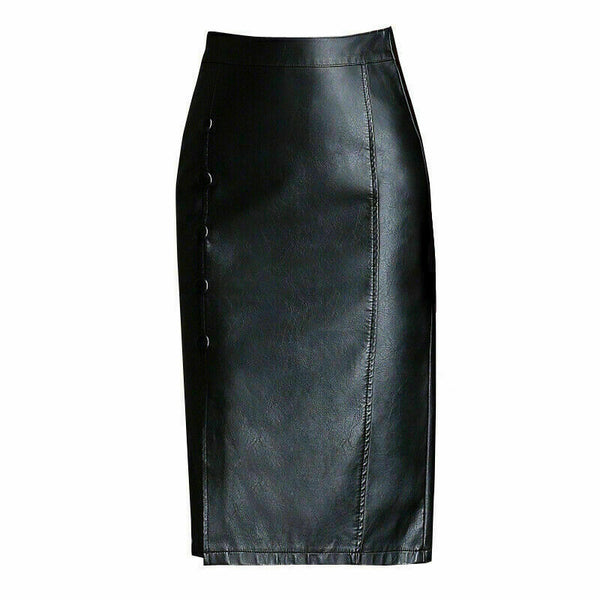 NOORA Womens Leather Stretch Pencil Skirt Knee Length Formal Package Hip Dress