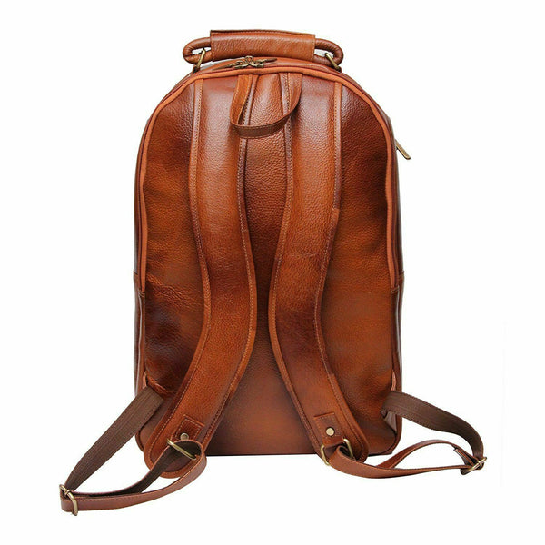 NOORA 18 inch Pure Tan Leather Backpack Bag for Laptop Office men and women QD13