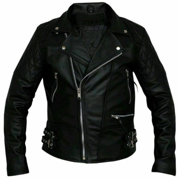 Noora Mens Lambskin Fridge Black Leather Jacket- Night Rider Sheep Leather NI-49
