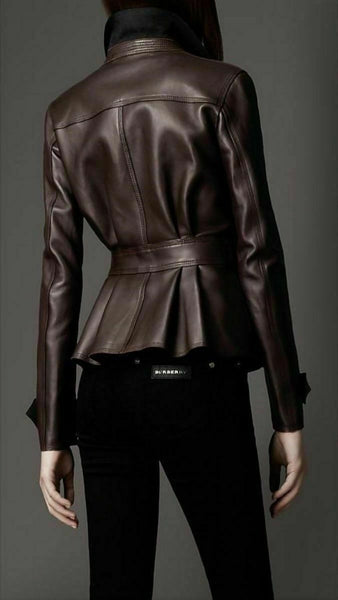 NOORA Ladies Leather Jacket Classic Biker Fashion Style 100% REAL LEATHER WA221