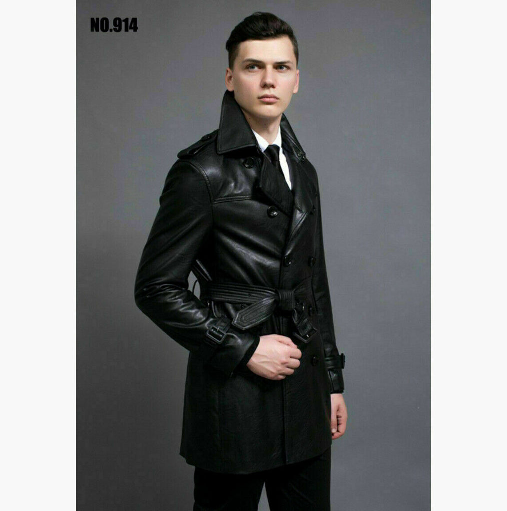 Shiny black sales men's coat