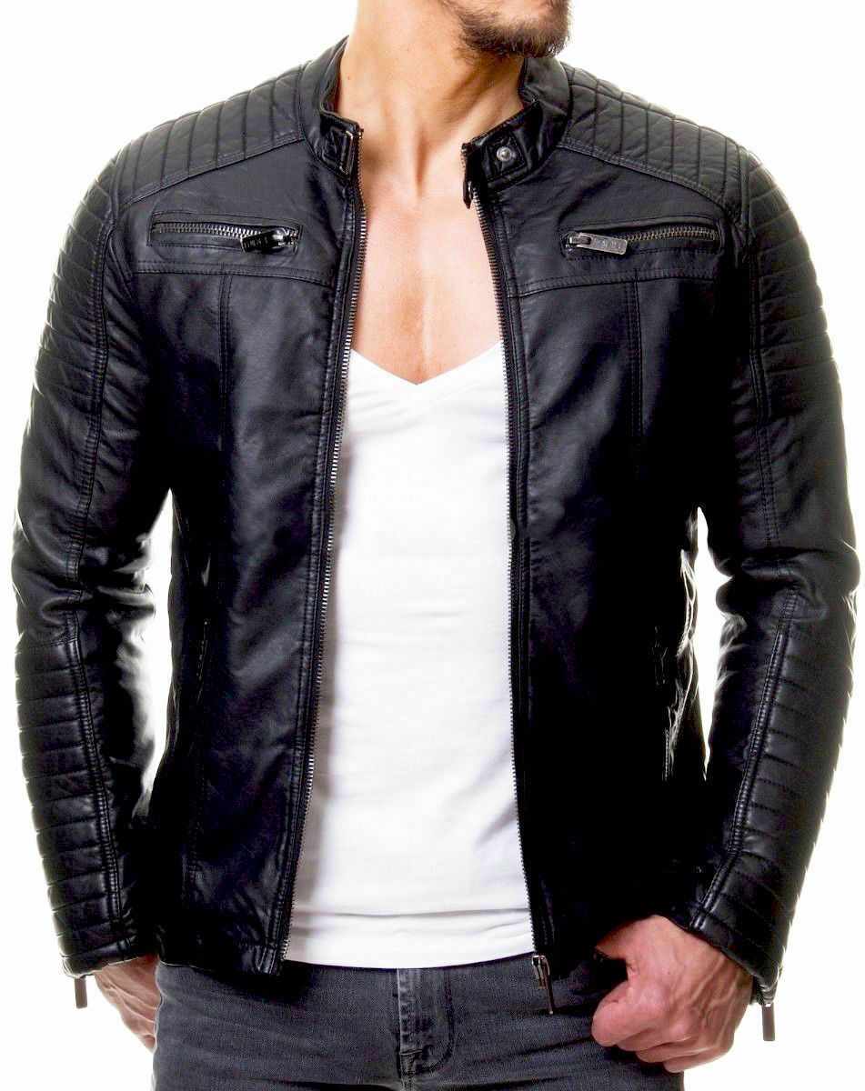 Noora Lambskin Black Leather Jacket Men's Genuine Stylish & Fashionable Black Slim fit Jacket NI-60