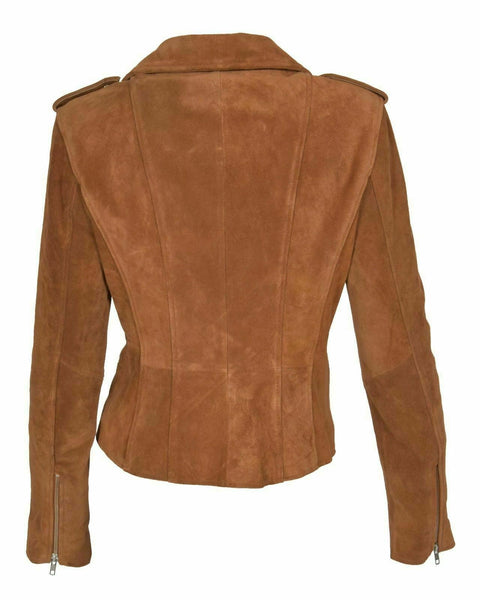 NOORA Women Fashion Coat Cow Lady Suede Leather  Western Jacket Fringes BS-107