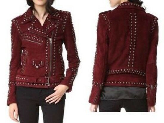 NOORA Ladies Studded Jacket Suede Leather Cow-Lady Native Women coats BS-122