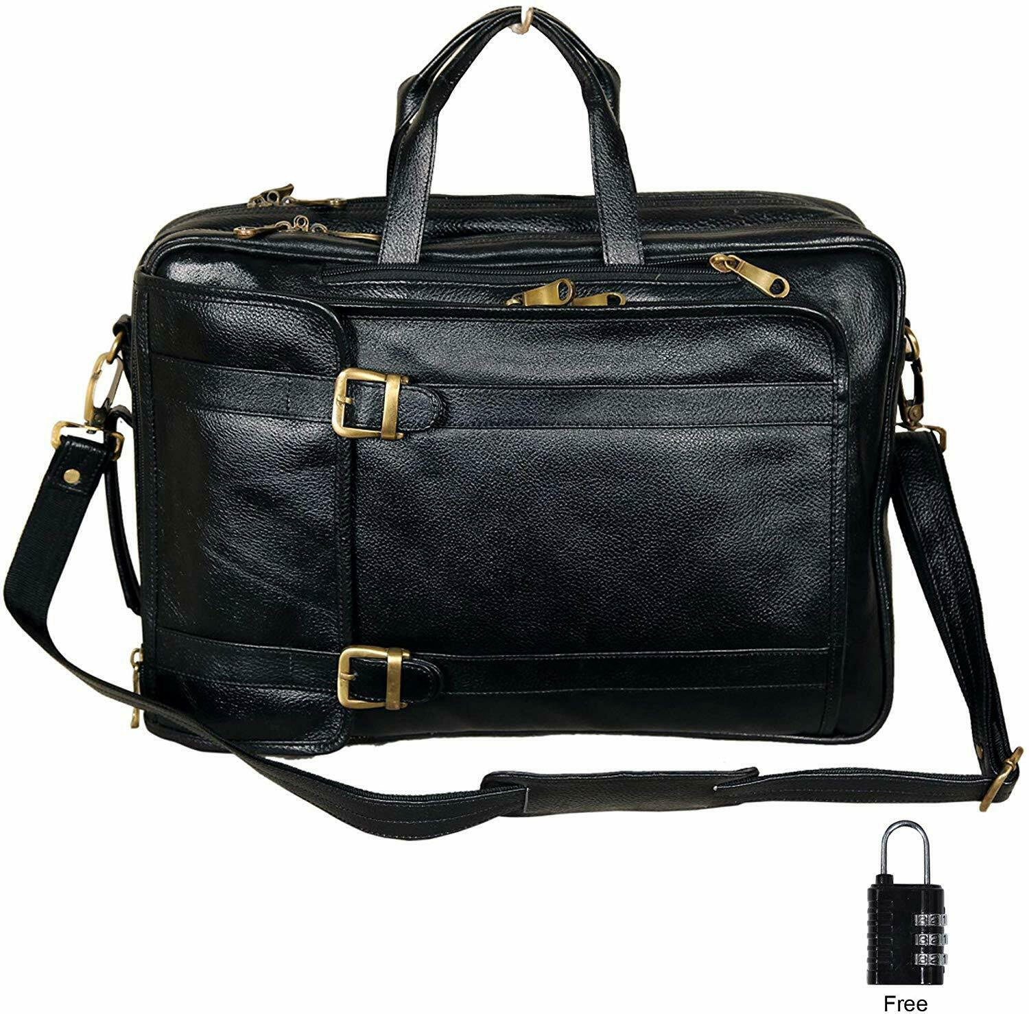 Noora Brown Leather 18 Inch 4 Use Leather Backpack Bag for Men and Women WA242