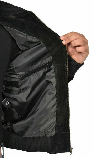 NOORA Black Suede Leather Jacket Men Bomber/Flight Size XS S M L XL Custom made