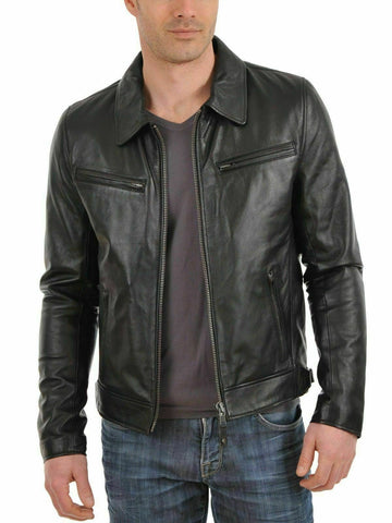 NOORA New Fashion Style Black Men's Leather Slim fit Biker Jacket SP535