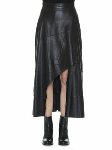 Noora Women's High Waist Long Skirts Swing Leather Cross Flared A-Line Dress ST0344