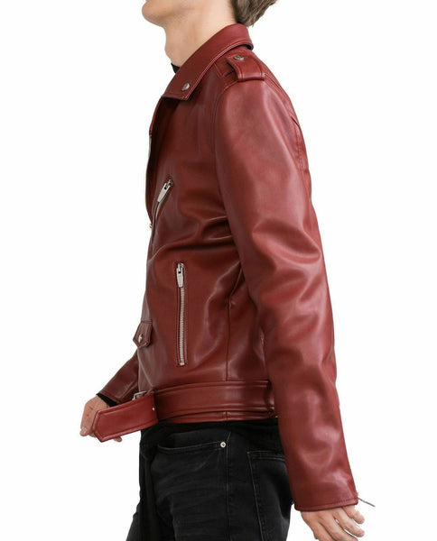 Noora Arnold Schwarzenegger Terminator Genuine Leather Biker Bomber Style Jacket