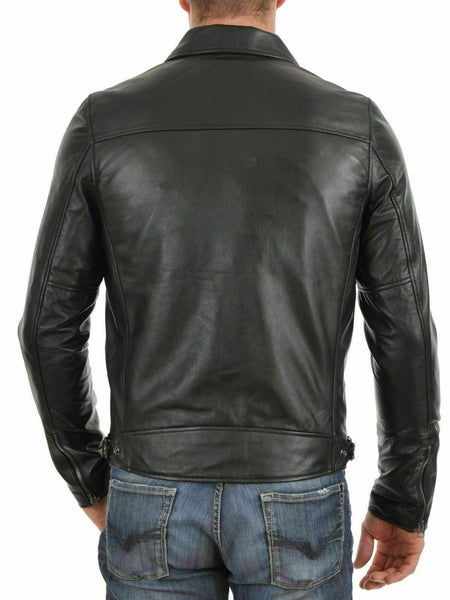 NOORA New Fashion Style Black Men's Leather Slim fit Biker Jacket SP535