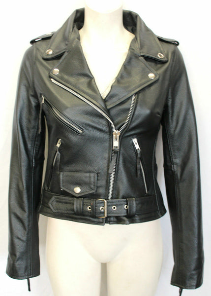 NOORA Women Ladies Leather Jacket Coats Zip Up Biker Flight Casual BS-105