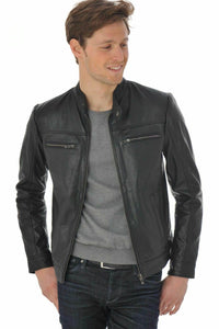 Noora Leather Jacket Men's Genuine Stylish & Fashionable Black Smart Fit NI-59