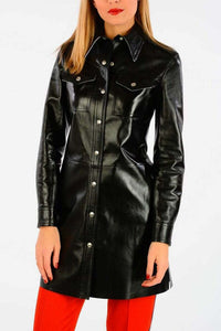 Noora New Women Lambskin Leather Trench Coat Jacket Modern Styles Biker QD106
