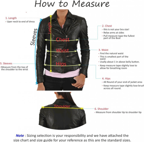 NOORA Ladies Real Leather Fitted Smart Short Zipped Black Biker Jacket PA3