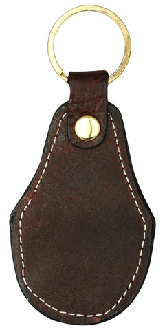 Dark brown curved leather key chain