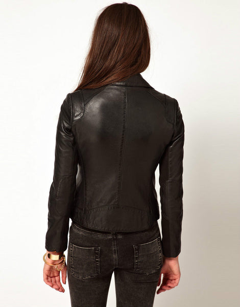 Noora Women's Classic Leather jacket Biker Style Leather Jacket ST0304