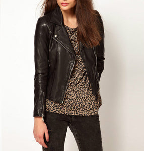 Noora Women's Classic Leather jacket Biker Style Leather Jacket ST0304