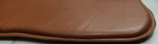 Noora Lambskin Leather SQUARE TAN CHAIR Pad | Curvy Shape Rounded Edge Chair Pad |Dining Seat Pad for Home and Office