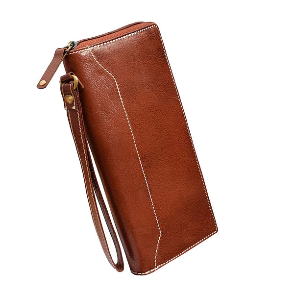 NOORA Women's wallet| Brown Leather Card Holder| Passport Holder| Travel Wallet Money Clip| Debit Card Holder-SK9