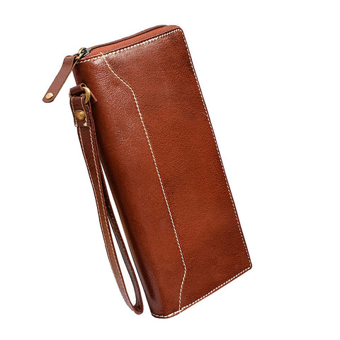 NOORA 100% personalized wallet for Women's , Brown Genuine Leather Card Holder | Passport Holder | Travel Wallet Money Clip | Debit Card Holder | Cheque Book Case -SK9