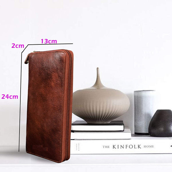 NOORA 100% personalized wallet Dark Brown Leather Unisex Passport Holder | Document Holder | carry checkbook & passbook | SK11