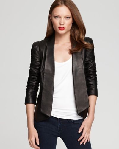 Noora Women's No-Zipper Black Motorcycle Leather jacket ST0298