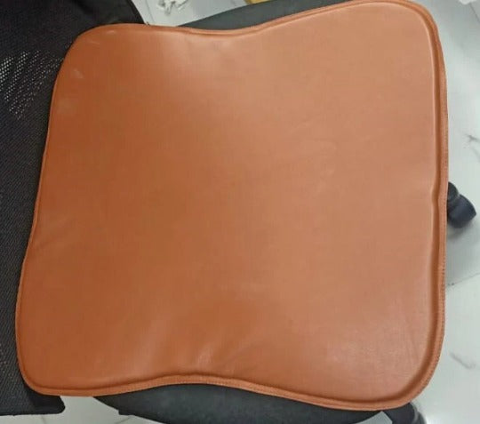 Noora Lambskin Leather SQUARE TAN CHAIR Pad | Curvy Shape Rounded Edge Chair Pad |Dining Seat Pad for Home and Office