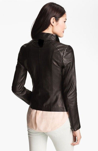 Noora Women's black biker jacket for women ST0221