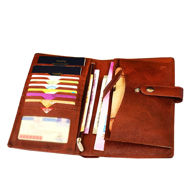 NOORA wallet for Men and Women| Brown Color Wallet| Cheque Book Holder| Card Credit Card Holder