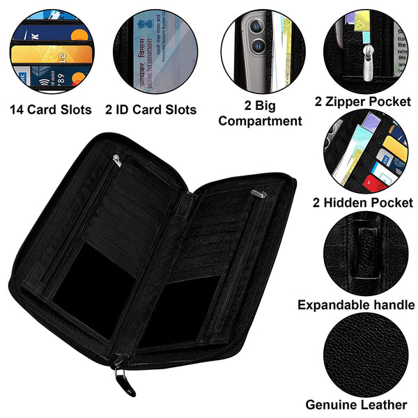 NOORA personalized wallet for Unisex ,BLACK Leather Passport and Card Holder,  Travel Wallet , Money Wallet |  Men's Gift - SK6