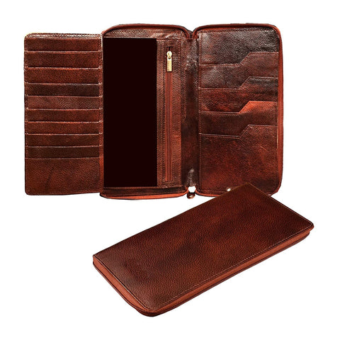 NOORA 100% personalized wallet Dark Brown Leather Unisex Passport Holder | Document Holder | carry checkbook & passbook | SK11