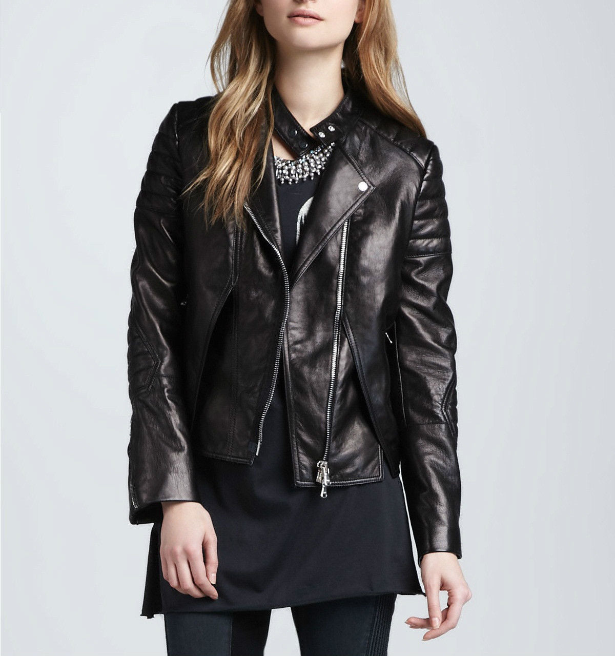 Noora Women's Edgy Motorcycle leather jacket ST0202