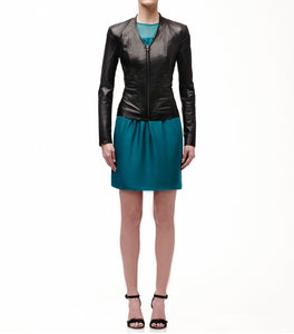 Noora Women's Simple Black Leather Jacket ST0248