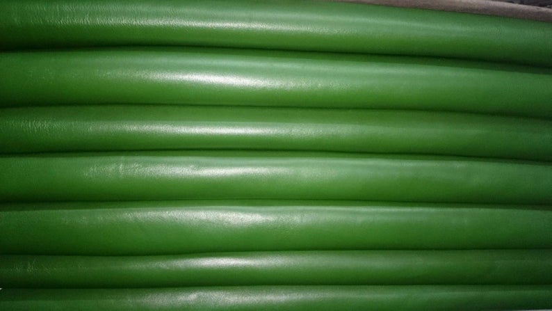 NOORA Supple Green Lambskin DISTRESSED Leather Hide upholstery Natural Leather 5 SqFt WA56