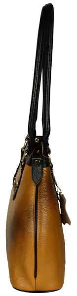 Women's light brown shopper leather bag