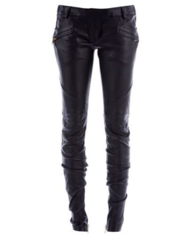 Men’s Solid Black leather trousers